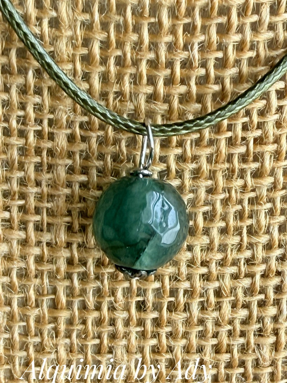 Untreated emerald Green  Bead Pendant Necklace